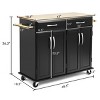 Costway Rolling Kitchen Trolley Island Black Cart Wood Top Storage Cabinet Utility W/ Drawers - image 3 of 4