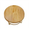 Round Coffee Table, Modern Wooden Side Table, Farmhouse Carving Pattern Coffee Table with Metal Legs for Living Room Office Apartment - 3 of 4