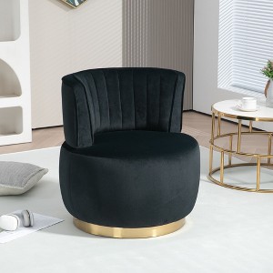 CAVINAS Teddy Fabric Cuddle Barrel Swivel Accent Chair with Mid-Height Back,Upholstered Swivel Living Room Chairs,Reading Chairs for Living Room - 1 of 4