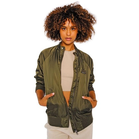 Green bomber jacket womens best sale