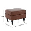 Christopher Knight Home Murphy Faux Leather Ottoman with Rubberwood Legs and Casters, Brown - 3 of 4