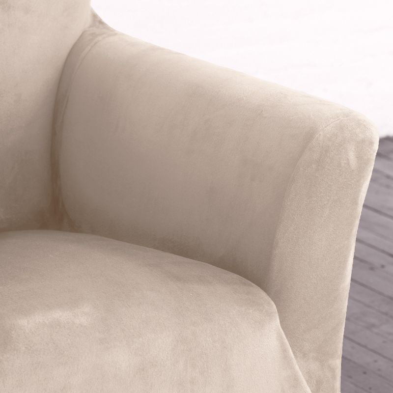 Great Bay Home Stretch Velvet-Plush Washable Sofa Slipcover, 3 of 6