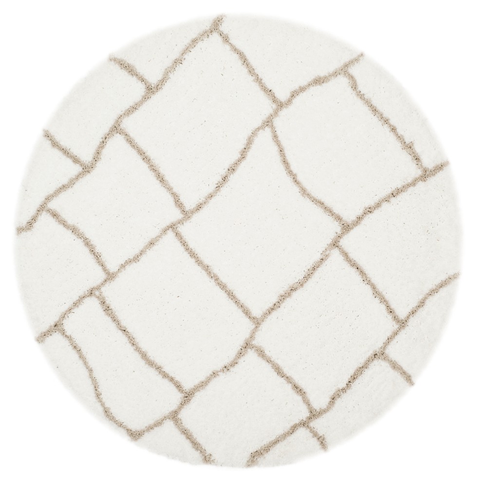 Ivory/Silver Geometric Tufted Round Area Rug 5' - Safavieh