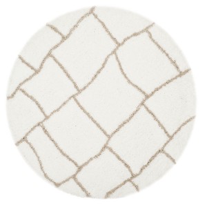 Ivory/Silver Geometric Tufted Round Area Rug 5