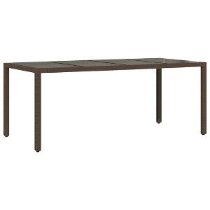 vidaXL Garden Table Brown PE rattan, tempered glass, powder-coated steel - 1 of 1
