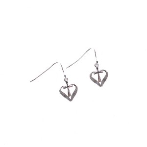 Jewel-Tone Hearts with Cross Centers Silver-Plated Fish Hook-Style Dangling Earrings - 1 of 3