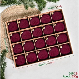 25Pcs Flocked Christmas Ball Ornaments Set - Vintage Velvet Texture, Multi-Functional Holiday Decor - 1 of 1