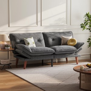 70" Chenille Futon, Convertible Loveseat Sleeper Sofa with Adjustable Backrest and Armrest for Small Spaces and Living Rooms - 1 of 4