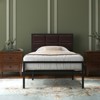 Metal Bed Frame with Upholstered Square Stitched Headboard, Faux Leather Platform Bed Frame, Steel Slats Support, Box Spring Optional - 3 of 4