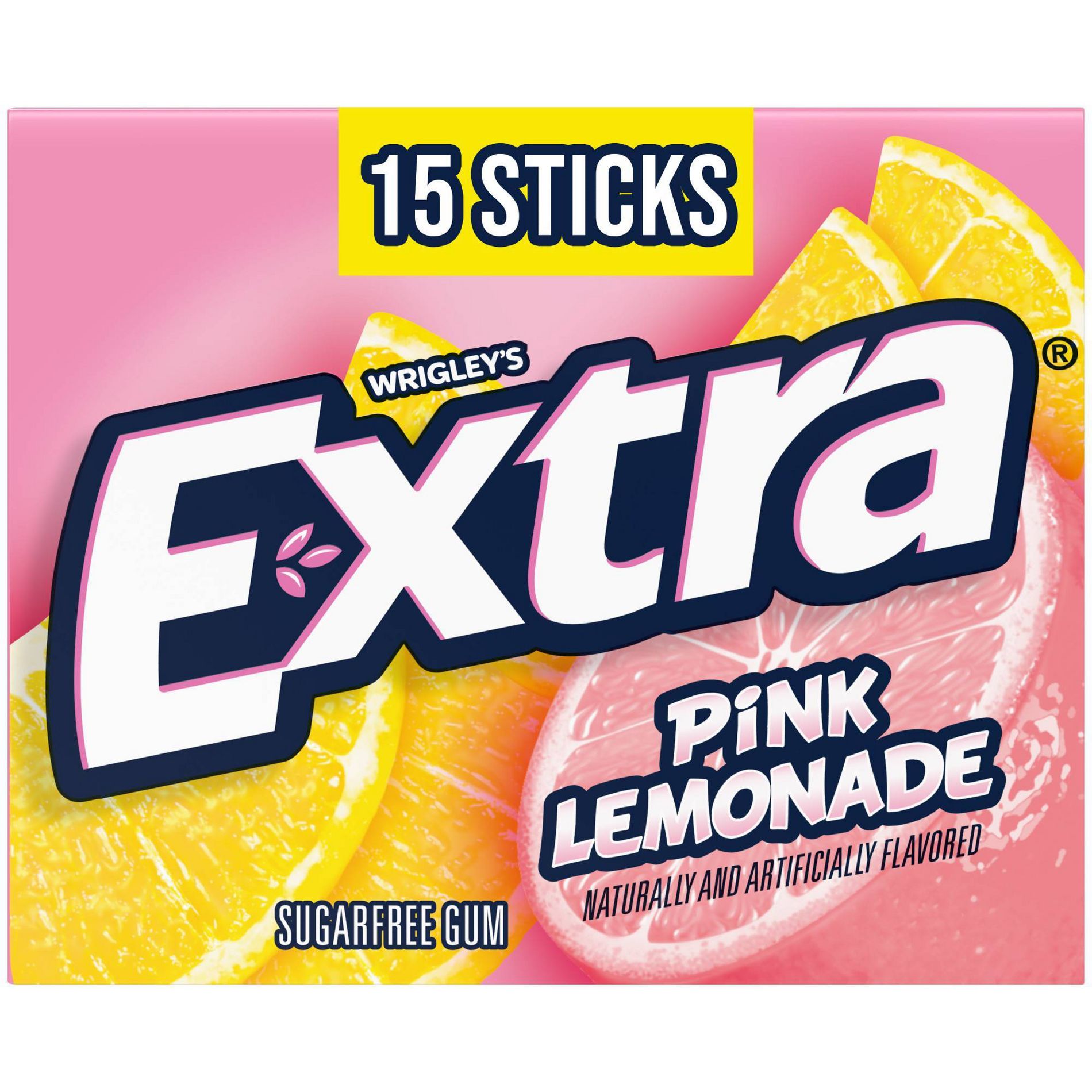 Extra Pink Lemonade Sugar Free Gum Limited Edition Chewing Gum, 15 Sticks