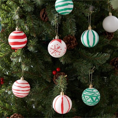Joyfy Christmas Ornaments, DIY Art & Craft Christmas Tree Decorations Indoor, 12/24 Pcs Blank White Hanging Balls for Xmas Party Favors Supplies