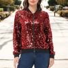 Anna-Kaci Women's Sequin Jacket Sparkle Long Sleeve Front Zip Casual Blazer Bomber Jacket With Pockets - 2 of 4