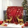 Lomsoe Golden Christmas Deer & Tree Print Flannel Blanket - All Seasons Soft and Warm Perfect for Living Room Decor, Sofa, Bed, Travel - 3 of 4