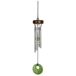 Woodstock Chimes Signature Collection, Mini Stone Chime, 10'' Green Silver Wind Chime MSCG