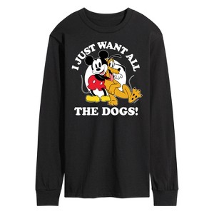 Men's - Disney - I Just Want All The Dogs Long Sleeve Graphic T-Shirt - 1 of 4
