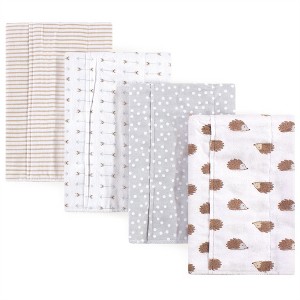 Hudson Baby Infant Cotton Flannel Burp Cloths 4pk, Hedgehog, One Size - 1 of 3