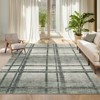 Large 9x12 Machine Washable Rug with Rubber Backing Stain-Resistant Geometric Dining Room Rug Ultra-Soft Plaid Neutral Accent Carpet for Living Room - 3 of 4