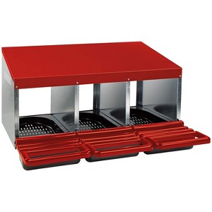Little Giant Outdoor Galvanized Steel Metal Nesting Box w/ Angled Bottom & Front Guard For Chicken, Duck, Poultry, & Bird Egg Laying, Triple Pen - 1 of 4