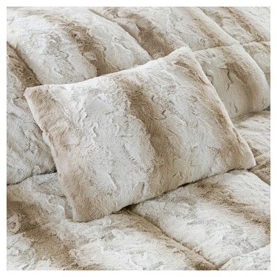 Sand Faux Fur Down Alternative Comforter Set, Full