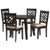 Baxton Studio Ellie Modern Beige Fabric and Dark Brown Finished Wood 5-Piece Dining Set - 2 of 4