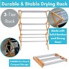 BIRDROCK HOME 3-Tier Bamboo Drying Rack - Foldable, Water-Resistant Laundry Stand for Indoor/Outdoor Use - Fully Assembled Clothes Dryer, Grey - 4 of 4