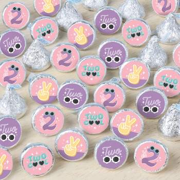 Big Dot of Happiness Two Cool - Girl - Pastel 2nd Birthday Party Party Small Round Candy Stickers - Party Favor Labels - 324 Count