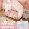 ORRD Natural Wood Montessori Floor Bed with Canopy - Full Size House Shape Kids Bed with Safety Railings & Roof - 4 of 4