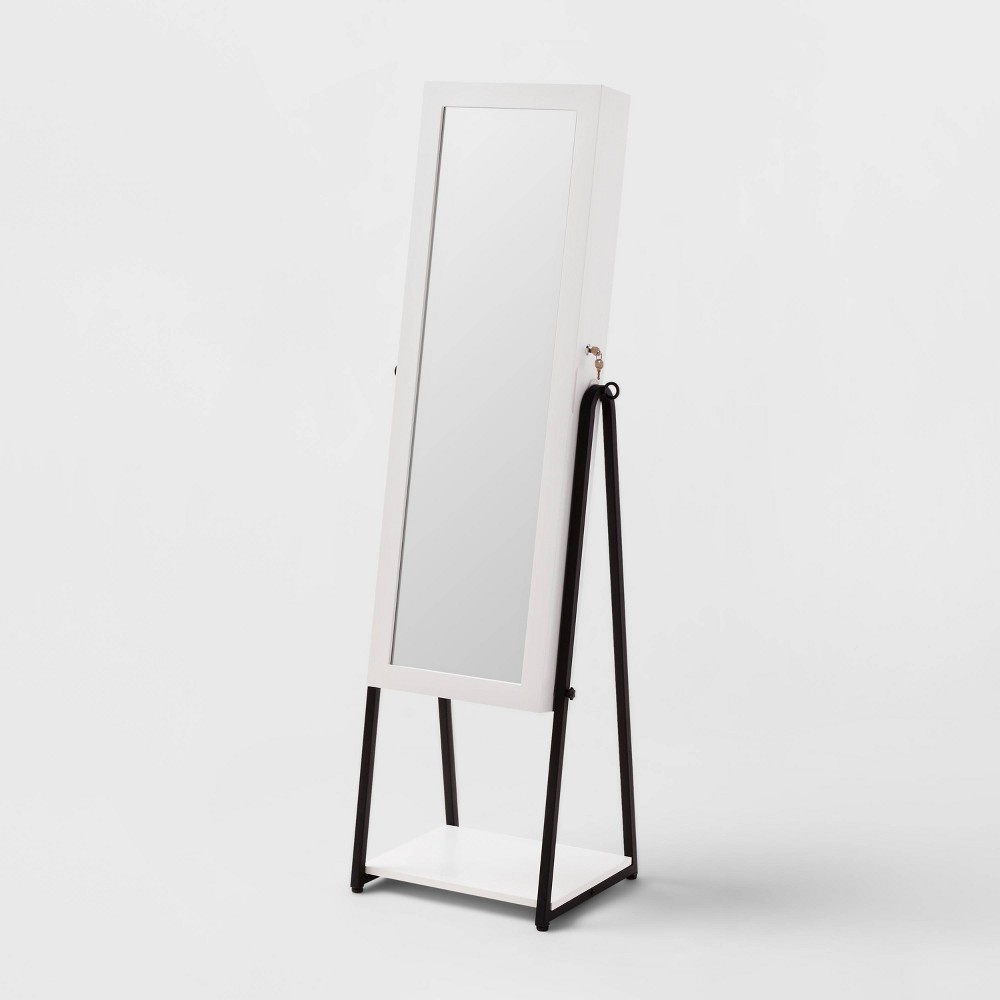 Photos - Wardrobe Jewelry Cabinet with Mirror - Brightroom™: Full-Length Organizer, MDF, Rectangle, White, 60.75" Height, 5 Pieces