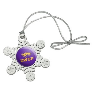 University of Wisconsin-Stevens Point Primary Logo Metal Snowflake Christmas Tree Holiday Ornament - 1 of 3