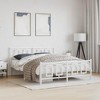 vidaXL White Metal Double Bed Frame with Slatted Support, Modern Bedroom Furniture with Headboard - 2 of 4