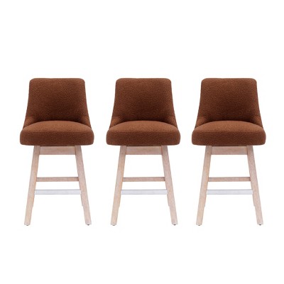 Rust Orange Upholstered Swivel Counter Height Bar Stools Set of 3