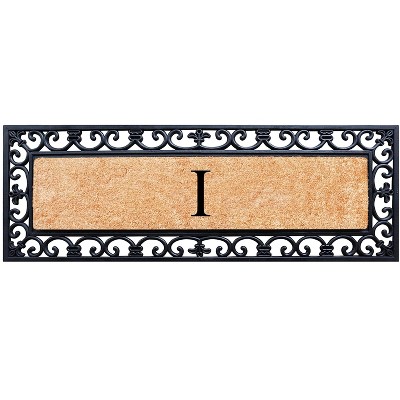 A1HC Rubber Coir Doormat For Outdoor Entrance, Anti-Shed Treated Front Door Mat 18x48, Monogrammed