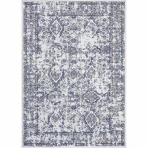 Washable Vintage Area Rug with Non-Slip Backing, Low Pile Soft Farmhouse Carpet for Living Room, Bedroom, Kids Playroom - 1 of 4