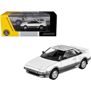 1985 Toyota MR2 MK1 White and Silver Metallic with Sun Roof 1/64 Diecast Model Car by Paragon Models - 1 of 3
