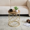 Elegant Side Table with Round MDF Top, Geometric Metal Frame and Birdcage Base for Living Room or Bedroom Accent Decor-The Pop Home - 3 of 4