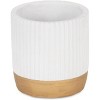 Cheung's Aurone Round Ridged Ceramic Pot with Gold Finished Base - Small - White - 3 of 3