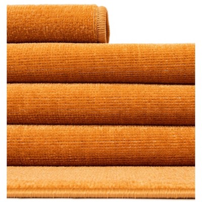 5 ft Round Orange Synthetic Easy Care Area Rug