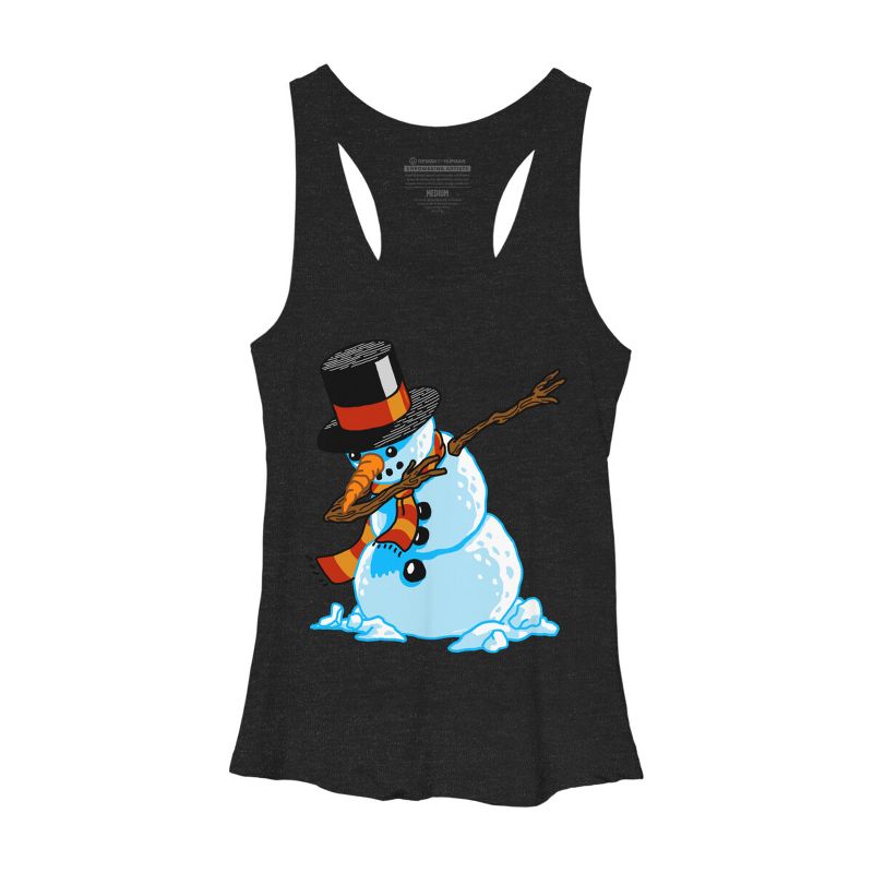 Women's Design By Humans Dabbing Snowman Shirt Christmas Gift Dab Santa Claus T-Shirt By vomaria Racerback Tank Top, 1 of 4