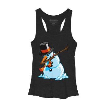 Women's Design By Humans Dabbing Snowman Shirt Christmas Gift Dab Santa Claus T-Shirt By vomaria Racerback Tank Top