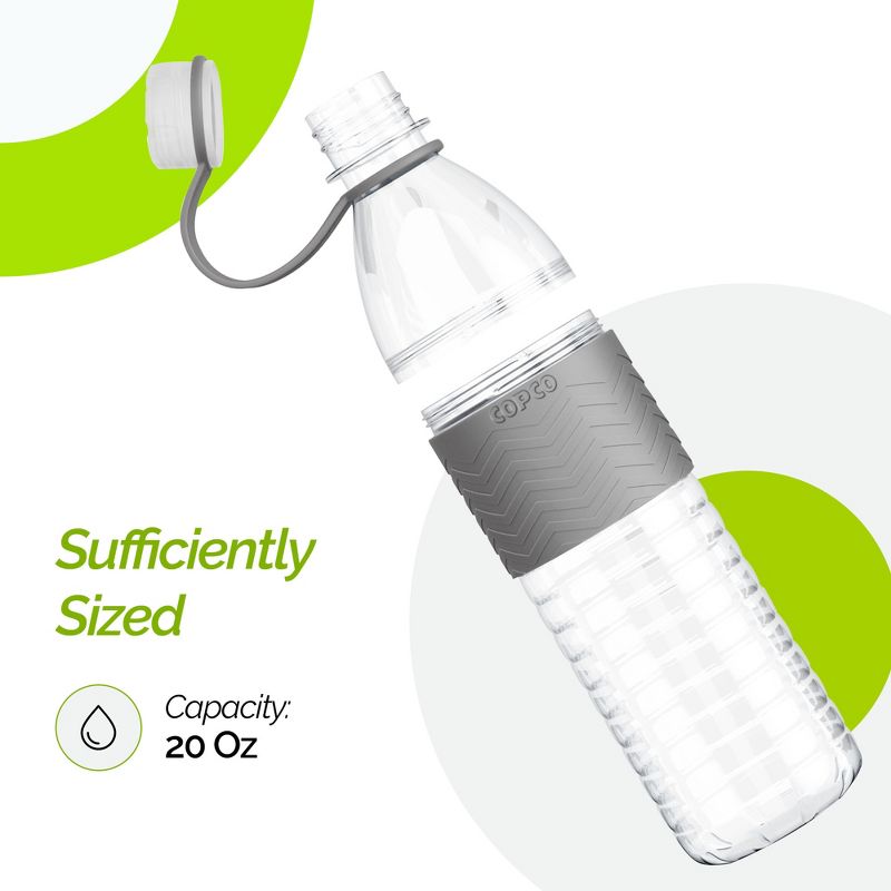 Copco Hydra Sports Water Bottle 20 Ounce Non Slip Sleeve BPA Free Tritan Plastic Reusable, 3 of 8