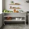Flash Furniture Rawcliffe NSF Certified Stainless Steel Prep and Work Table 24"x 48" with 2 Galvanized Steel Undershelves and 4 Casters with 2 Locking - 2 of 4