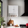 VANIRROR White Bathroom Wall Cabinet with Towel Bar, Wooden Medicine Cabinet ,Over Toilet Storage Cabinet for Bathroom, Kitchen, Laundry - 2 of 4