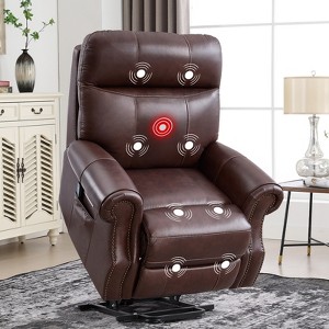 Bestier Genuine Leather Power Lift Recliner Chair with USB Port, Luxury Rocker Glider Recliners Sofa with Massage for Living Room Bedroom Home Theater - 1 of 4