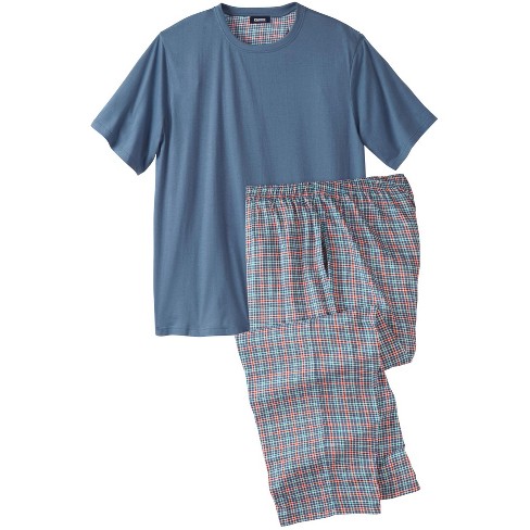 Kingsize Men's Big & Tall Jersey Knit Plaid Pajama Set - Tall - 3xl, Blue :  Target