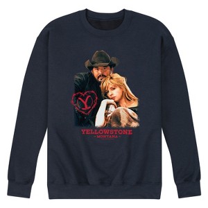 Men's - Yellowstone - Rip And Beth Montana Valentine Graphic Fleece Sweatshirt - 1 of 4