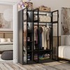 Famapy Display  Cabinet Armoire LED Light  Glass Door Closet Wardrobe Black - 3 of 4