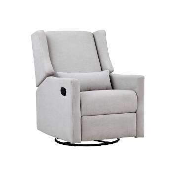 Suite Bebe Pronto Swivel Glider Recliner Accent Chair with Pillow - Blanco White Fabric