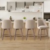 Bekrvio 26'' Counter Height Swivel Bar Stools Set of 4 —Backs and Wood Legs,Linen Fabric/PU Leather Upholstered Barstools for Kitchen Island - 3 of 4