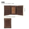 Geenric Men's Top Grain Leather Trifold, Contrasting Stitch, Brown, One Size - 3 of 4