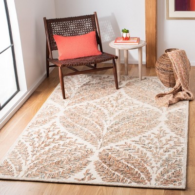 Ivory and Brown Hand-Tufted Wool Area Rug, 5x8 Feet